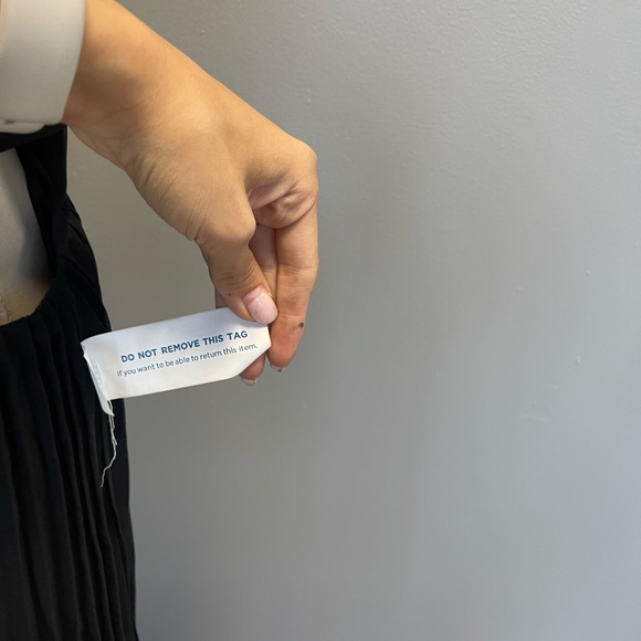 Fame and partners dress- black pleat v-neck with buttons - Picture 7 of 8